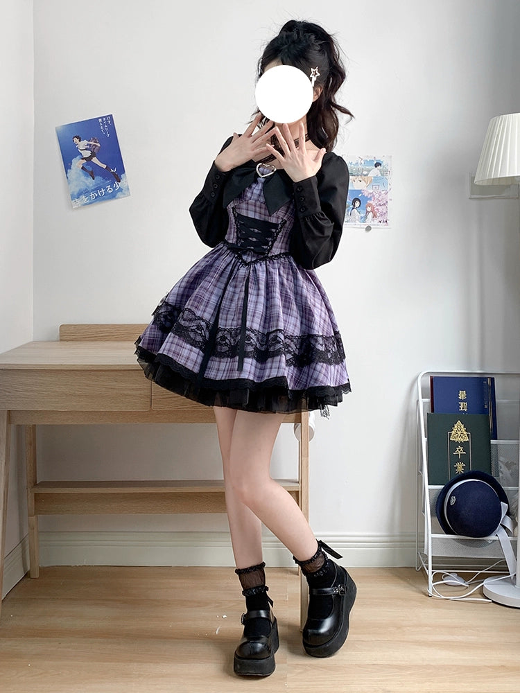 Gothic Purple Plaid Ensemble