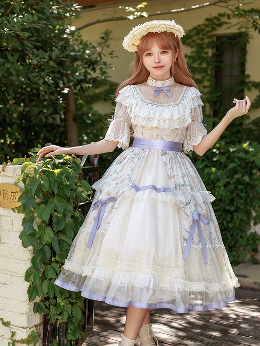 Lavender Lace Victorian Garden Lolita Dress